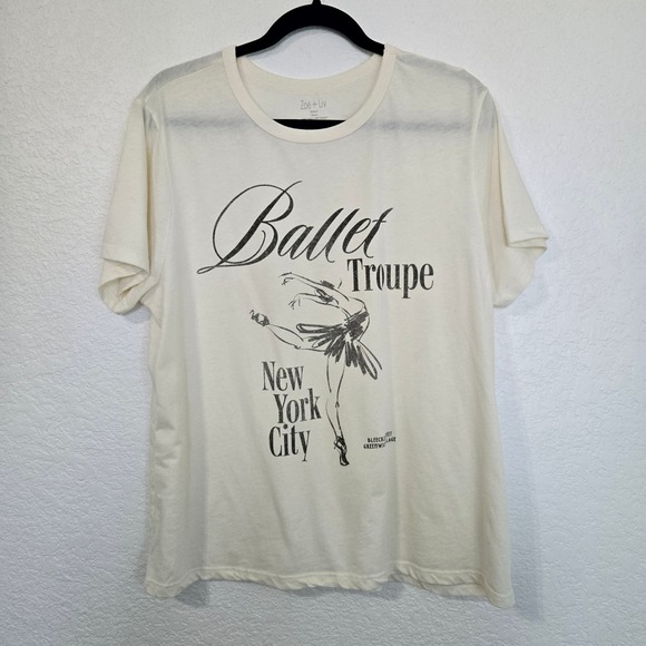 Zoe + Liv Tops - Zoe + Liv Ballet Troupe Graphic T Shirt Cream New York City Dancer Tee